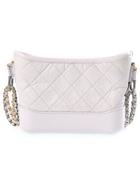 Chanel Gabrielle de Chanel Small Chain Shoulder Bag Light Gray Leather Gold